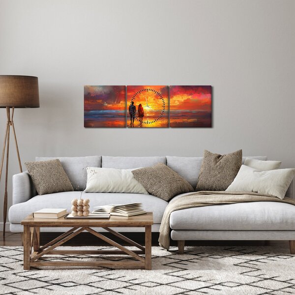 Tablou - Plimbare pe plajă (cu ceas) (90x30 cm)