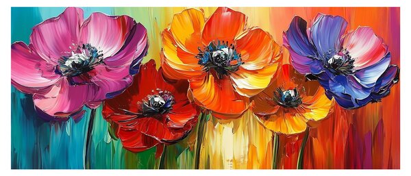 Tablou - Cinci flori colorate (120x50 cm)