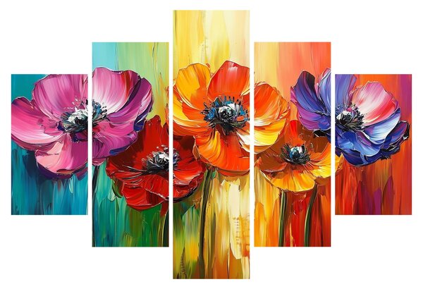 Tablou - Cinci flori colorate (150x105 cm)