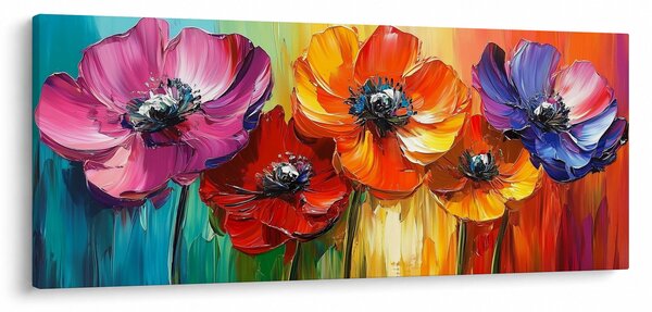 Tablou - Cinci flori colorate (120x50 cm)