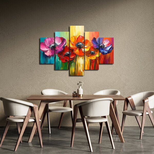 Tablou - Cinci flori colorate (150x105 cm)