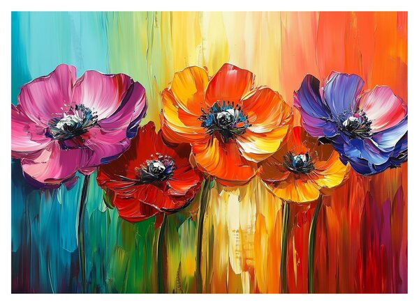 Tablou - Cinci flori colorate (70x50 cm)