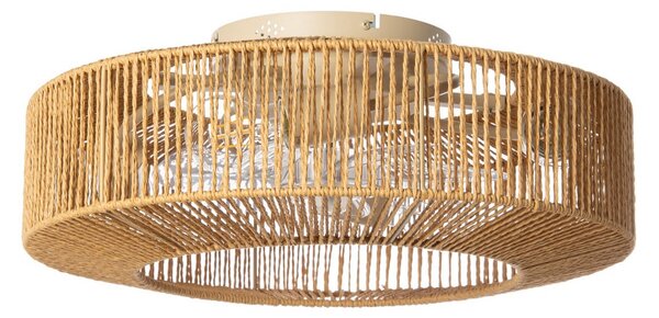 Ventilator de tavan Raveni cu lumină și cablu din cânepă, Ø 50 cm - Lucande Lucande, Raveni, Maro / Rugină, Camera de zi, Modern
