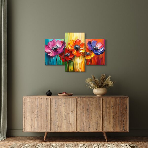 Tablou - Cinci flori colorate (90x60 cm)
