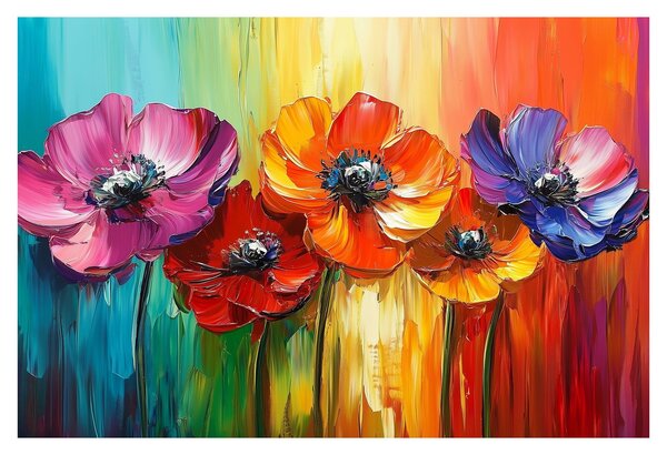 Tablou - Cinci flori colorate (90x60 cm)
