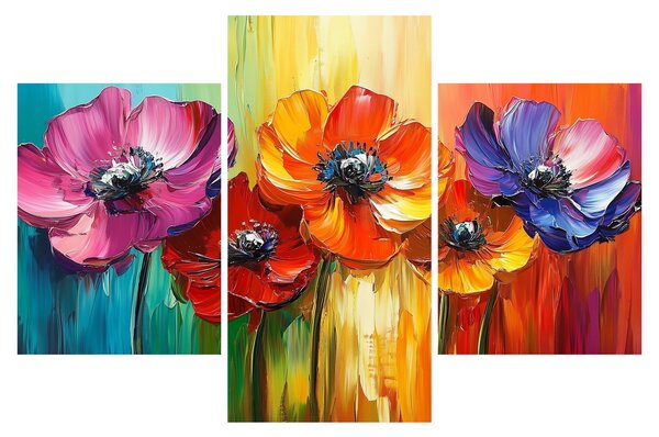 Tablou - Cinci flori colorate (90x60 cm)