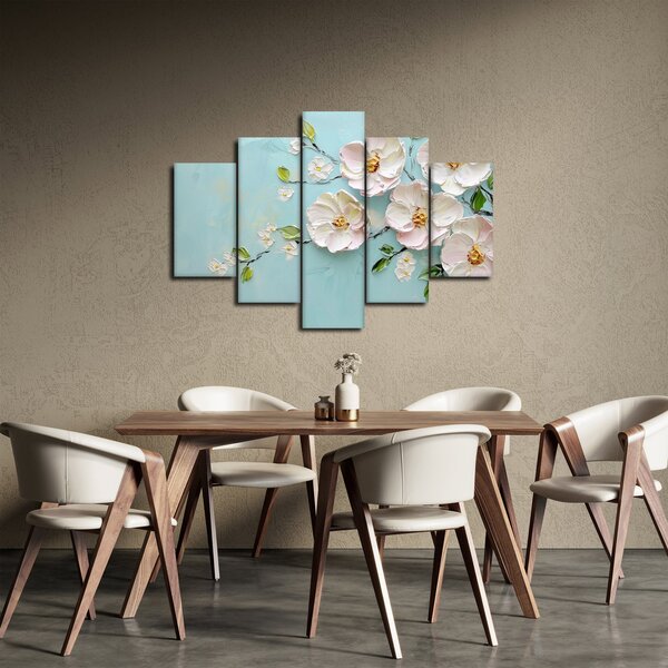 Tablou - Flori pe fundal albastru (150x105 cm)