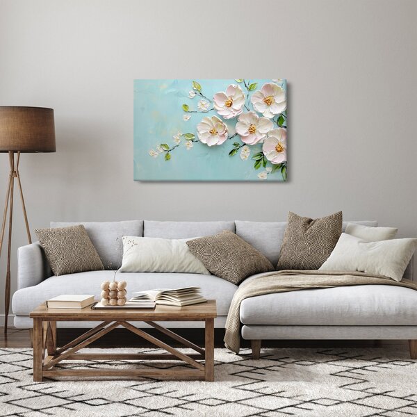 Tablou - Flori pe fundal albastru (90x60 cm)