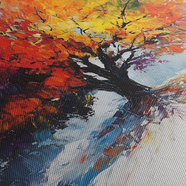 Tablou - Copac multicolor (cu ceas) (90x30 cm)