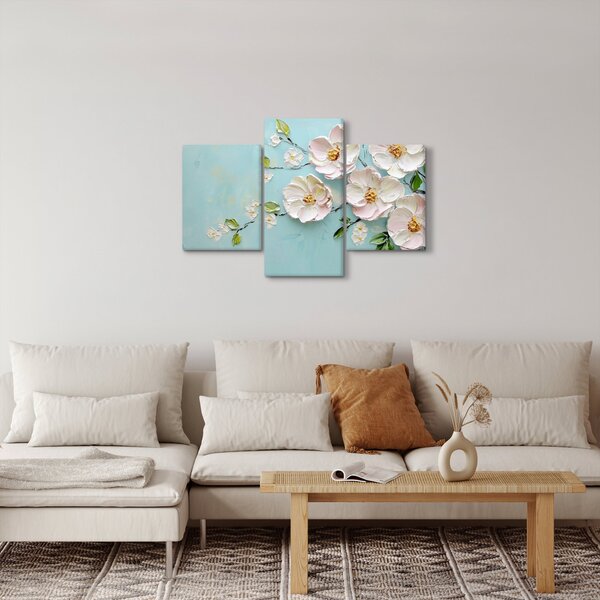 Tablou - Flori pe fundal albastru (90x60 cm)