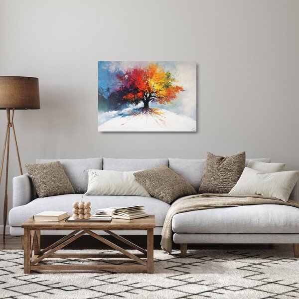 Tablou pe sticlă - Copac multicolor (70x50 cm)
