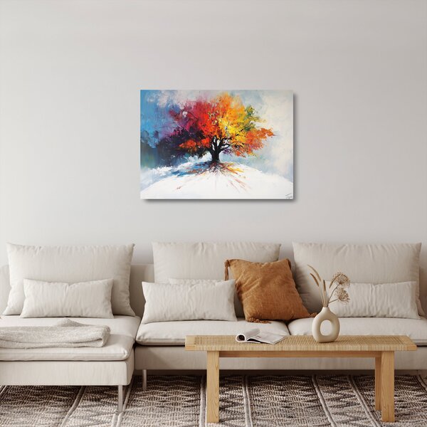 Tablou pe sticlă - Copac multicolor (70x50 cm)