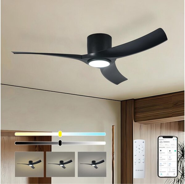 ZEVENTI - Ventilator de tavan LED ORBITO LED/24W/230V Wi-Fi Tuya negru + telecomandă