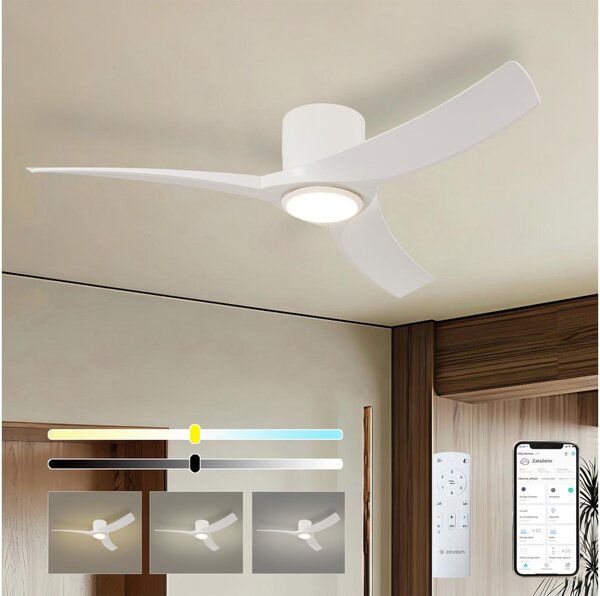 ZEVENTI - Ventilator de tavan LED ORBITO LED/24W/230V Wi-Fi Tuya alb + telecomandă