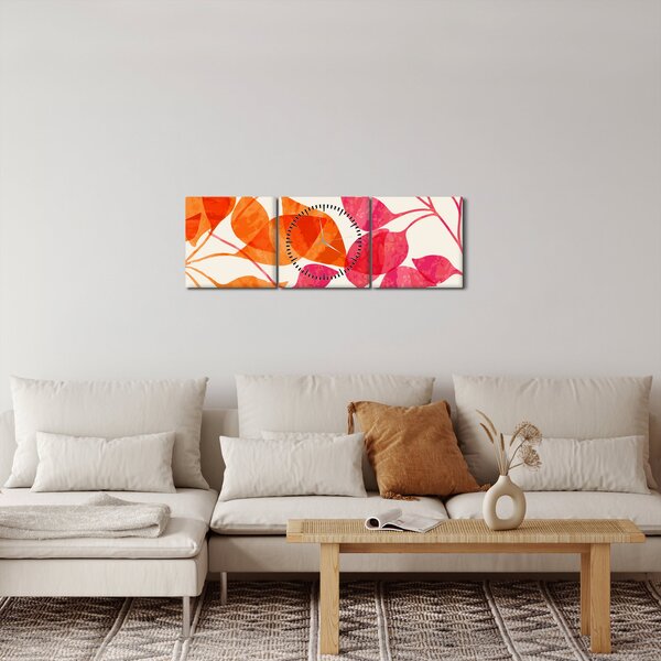 Tablou - Frunze portocalii (cu ceas) (90x30 cm)