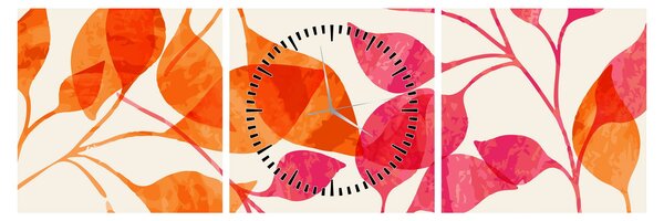 Tablou - Frunze portocalii (cu ceas) (90x30 cm)