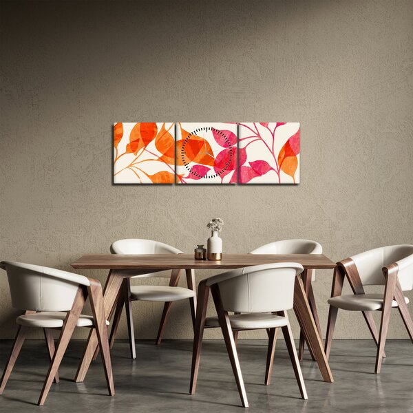 Tablou - Frunze portocalii (cu ceas) (90x30 cm)