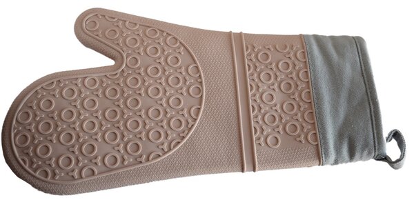 Manusa de bucatarie Pufo Cuisine din silicon pentru gratar sau cuptor, captusita, 35 cm, roz