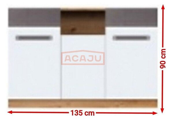 Comoda Martin, gri/alb, PAL, 135x90x43 cm