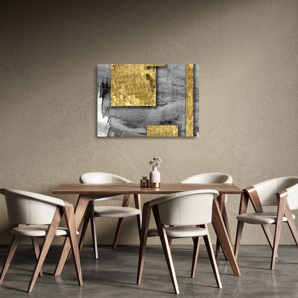 Tablou pe sticlă - Pătrate de aur N⁰2 (70x50 cm)