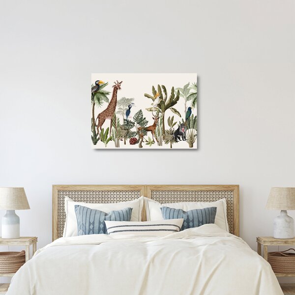 Tablou pe sticlă - Jungla plină de animale (70x50 cm)