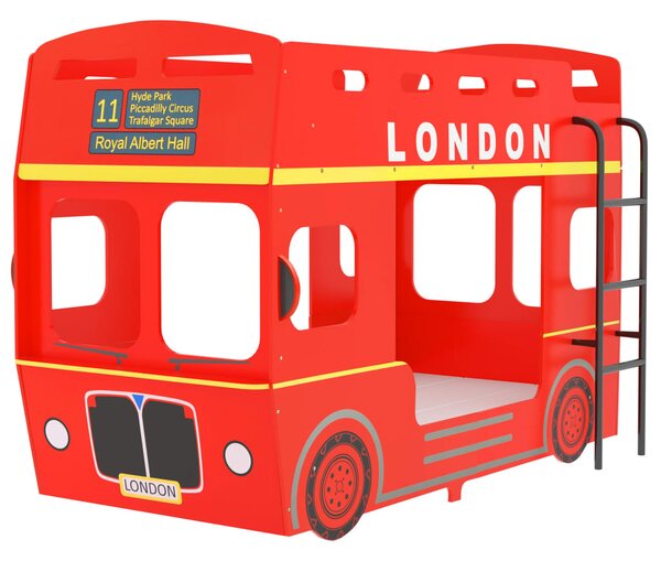 Pat supraetajat, autobuz londonez, roșu, 90 x 200 cm, MDF