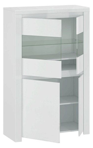 Vitrina LINGO, alb, PAL laminat, sticla, 98x42x157 cm