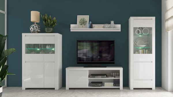 Vitrina LINGO, alb, PAL laminat, sticla, 98x42x157 cm