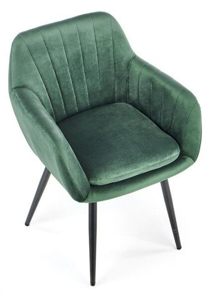 Scaun K429, verde/negru, stofa catifelata/metal, 58x53x80 cm