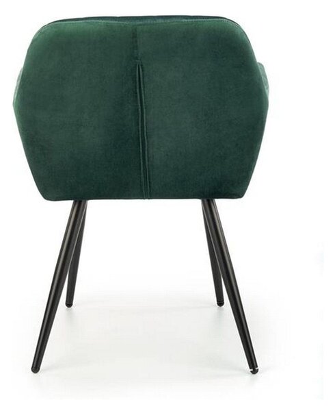 Scaun K429, verde/negru, stofa catifelata/metal, 58x53x80 cm