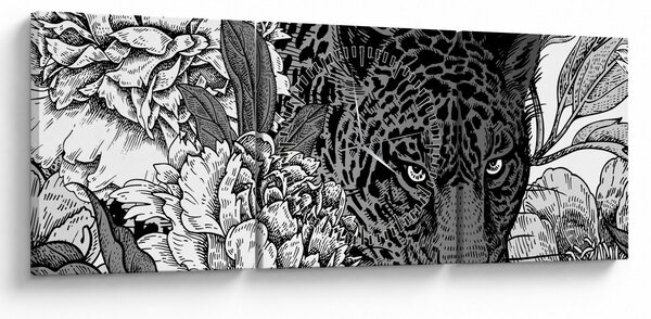 Tablou - Grădină exotică (cu ceas) (90x30 cm)