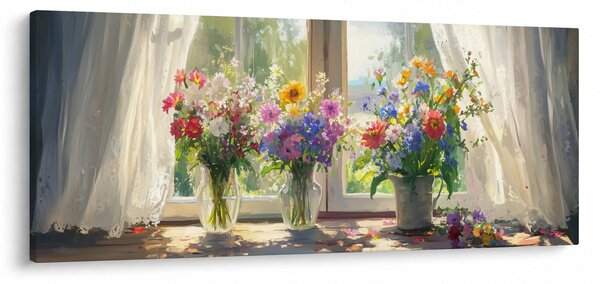 Tablou - Buchet la fereastră (120x50 cm)