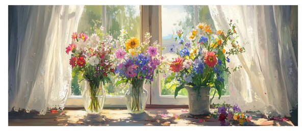 Tablou - Buchet la fereastră (120x50 cm)