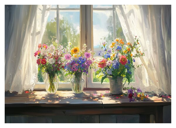 Tablou - Buchet la fereastră (70x50 cm)