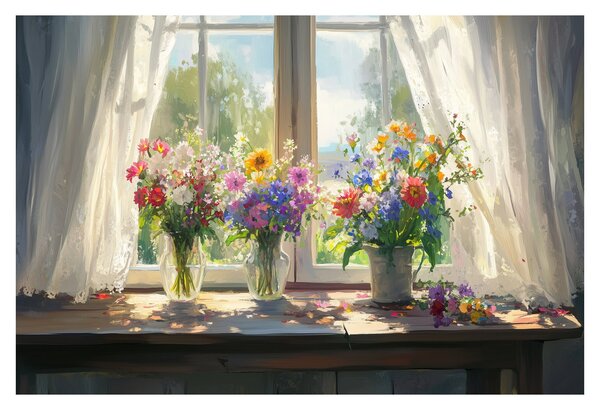 Tablou - Buchet la fereastră (90x60 cm)