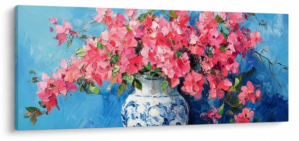 Tablou - Vază cu flori roz (120x50 cm)