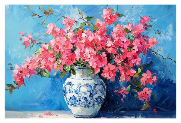 Tablou - Vază cu flori roz (90x60 cm)