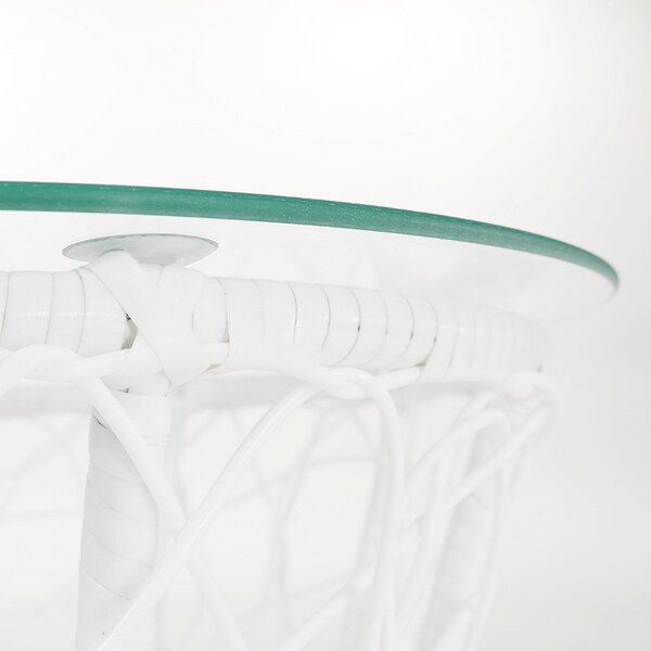 Masa gradina SALMAR NEW, transparent/alb, sticla securizata/rachita ar