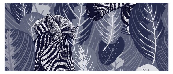 Tablou - Zebre albastre (120x50 cm)