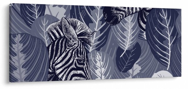 Tablou - Zebre albastre (120x50 cm)