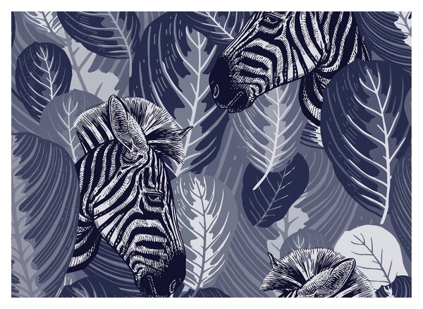 Tablou - Zebre albastre (70x50 cm)