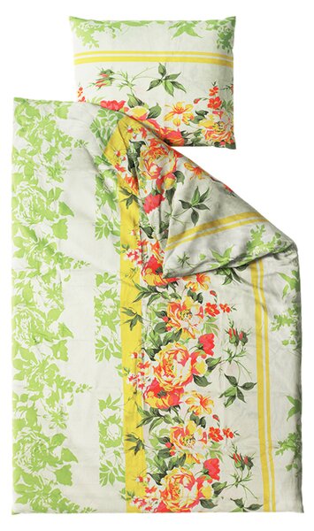 Lenjerie de pat din bumbac FLORI SI FRUNZE galben Dimensiune lenjerie de pat: 80 x 80 cm | 135 x 200 cm