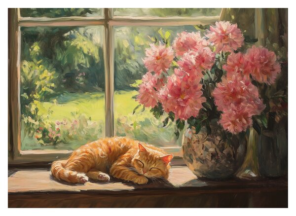 Tablou - Pisică la fereastră (70x50 cm)