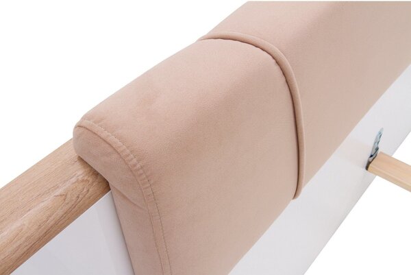 Cadru pat OLINDA 160x200, alb/maro, cu panouri laterale si iluminare l