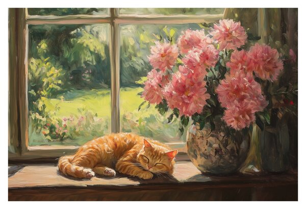 Tablou - Pisică la fereastră (90x60 cm)
