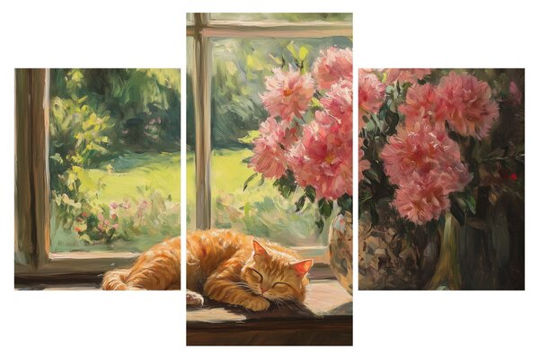 Tablou - Pisică la fereastră (90x60 cm)