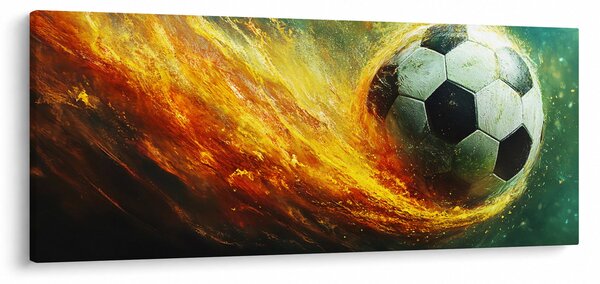 Tablou - Minge de Fotbal în Zbor (120x50 cm)