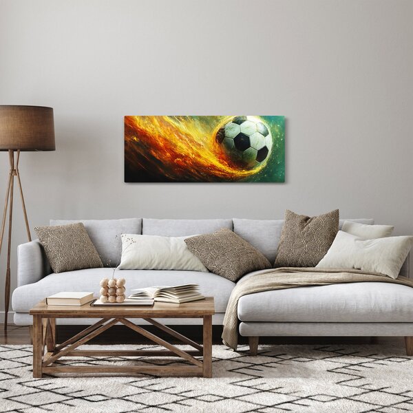 Tablou - Minge de Fotbal în Zbor (120x50 cm)