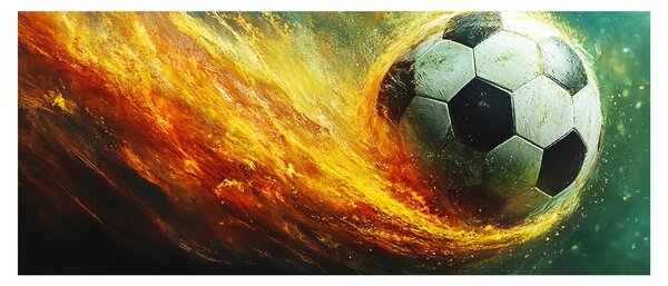 Tablou - Minge de Fotbal în Zbor (120x50 cm)