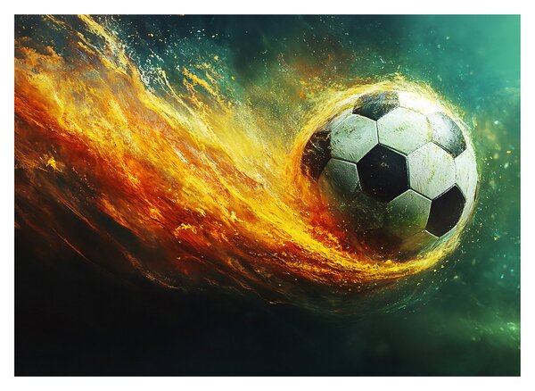 Tablou pe sticlă - Minge de Fotbal în Zbor (70x50 cm)